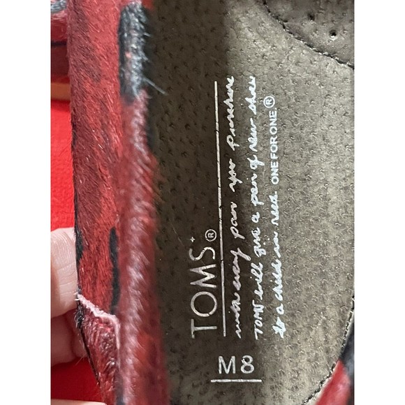 TOM’S for Neiman Marcus Men’s Red and Black Calf Hair Camouflage Slip On Shoes 8 main image 10